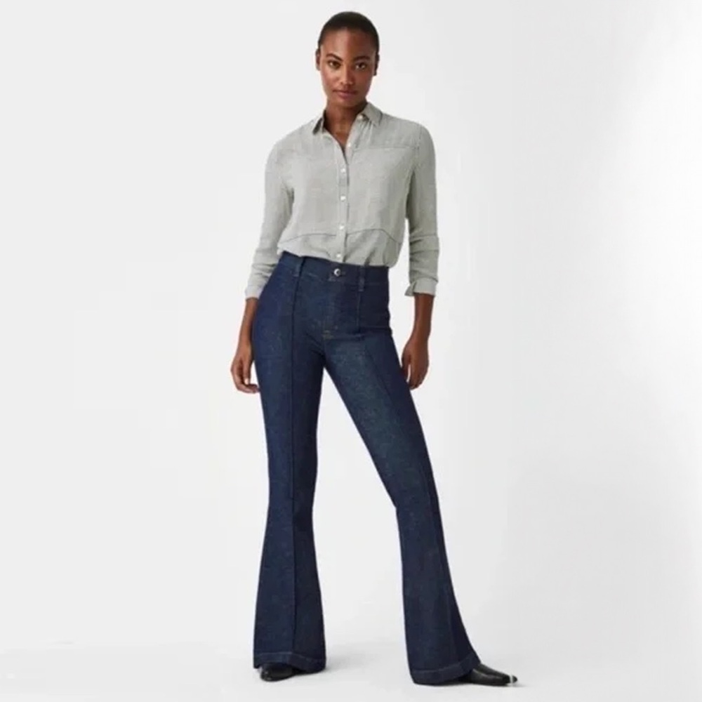 SPANX - Pintuck Flare Jeans - Raw Indigo